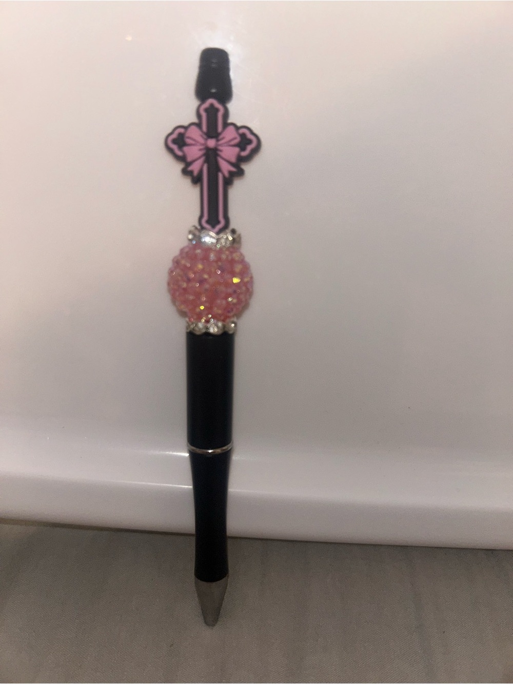 Hand Crafted Pink Cross Crystal Ballpoint Pen - Women Accessories